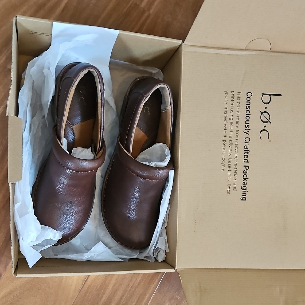 b.o.c. Brown Leather Mules